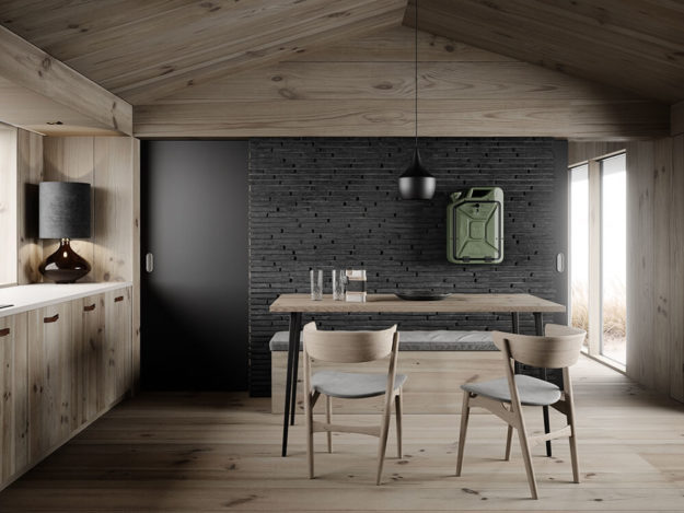 Danish_fuel_summer_house_army_green_bar_in_living_room